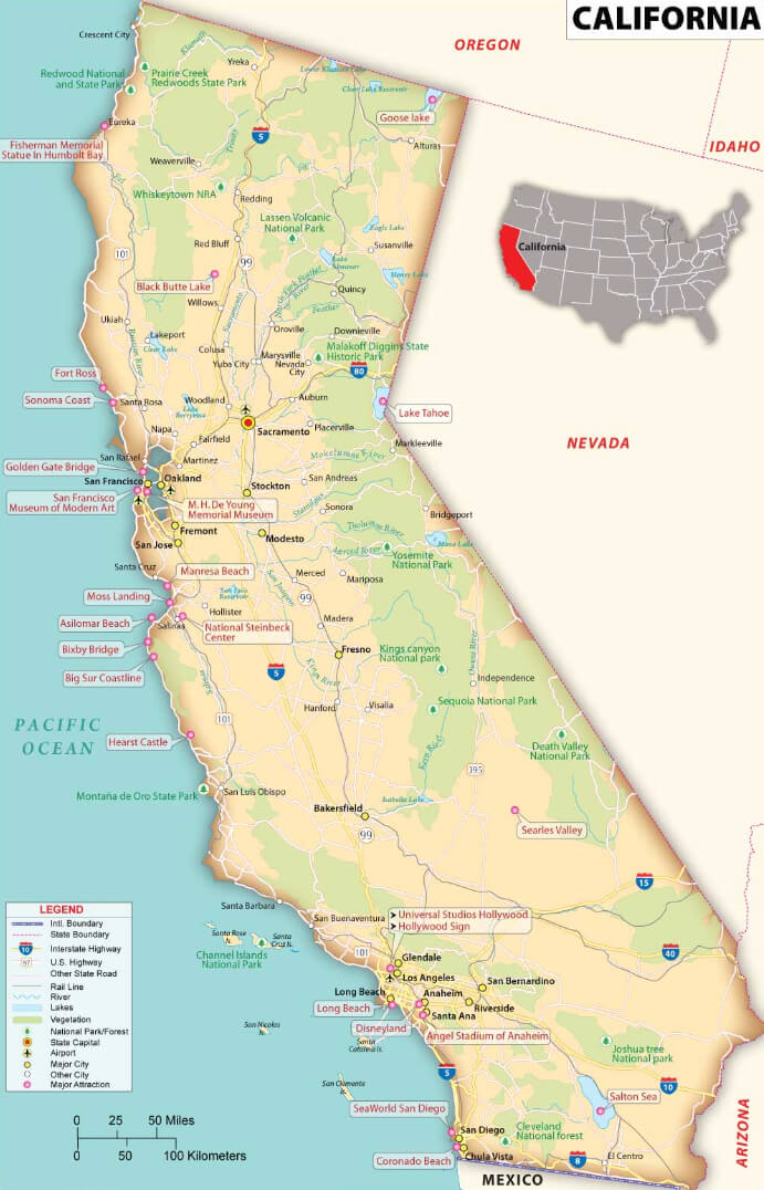 Cartes des villes de Californie